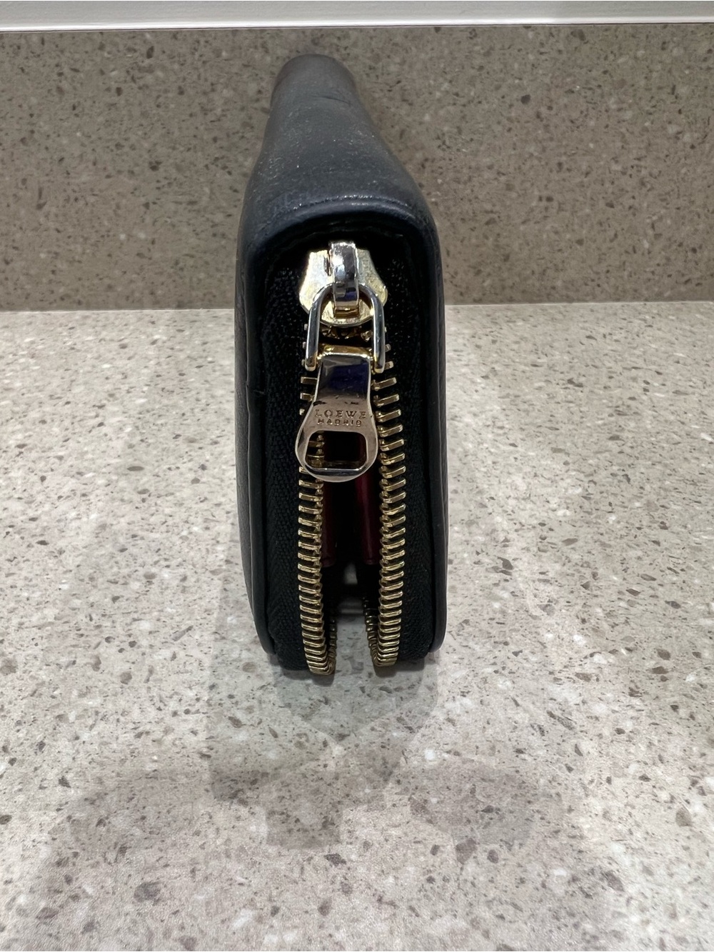 Loewe Navy Leather Zip-Around Wallet with Embossed Logo - Picture 4 of 8